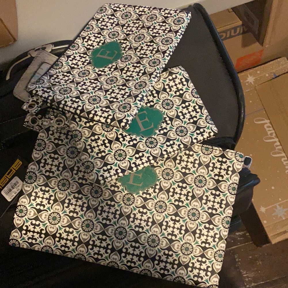 NWT “E” Monogrammed zipper- 3 different sizes